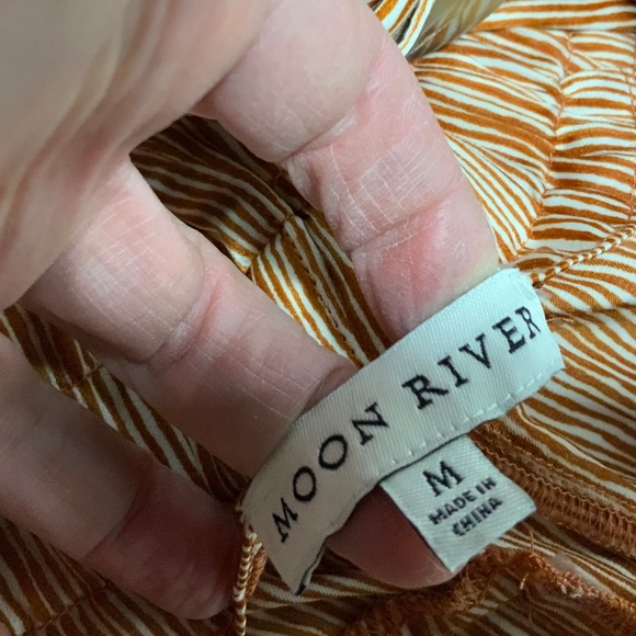 Moon River Wide Leg Orange Striped Pants - Medium - Picture 6 of 7